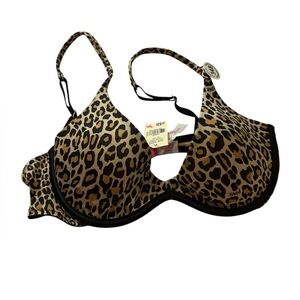 NEW Victoria’s Secret Pink Leopard Print Underwire Push-Up Bra - Tan/Black